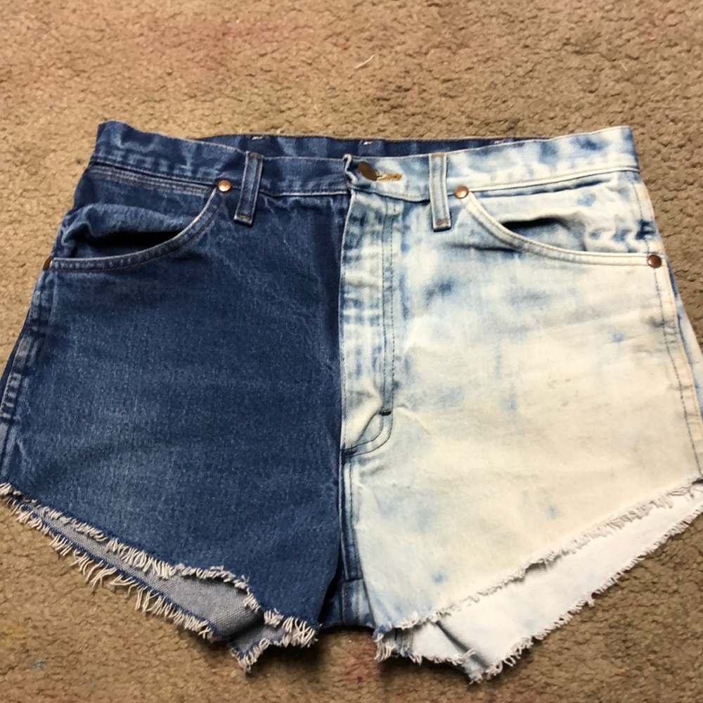 Wrangler denim shorts, Hand bleached and cut!